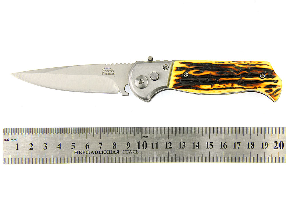 Нож складной ручка кость кноп. 20см 718А