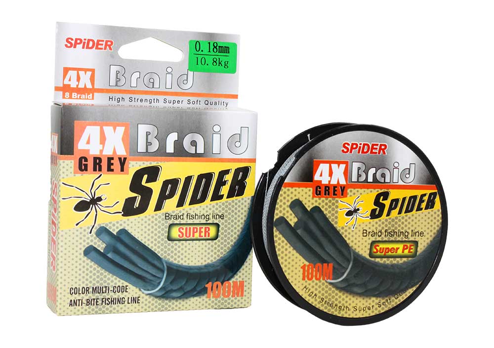 Леска плет. Spider 4X Braid Grey SUPER 0,14мм 100м