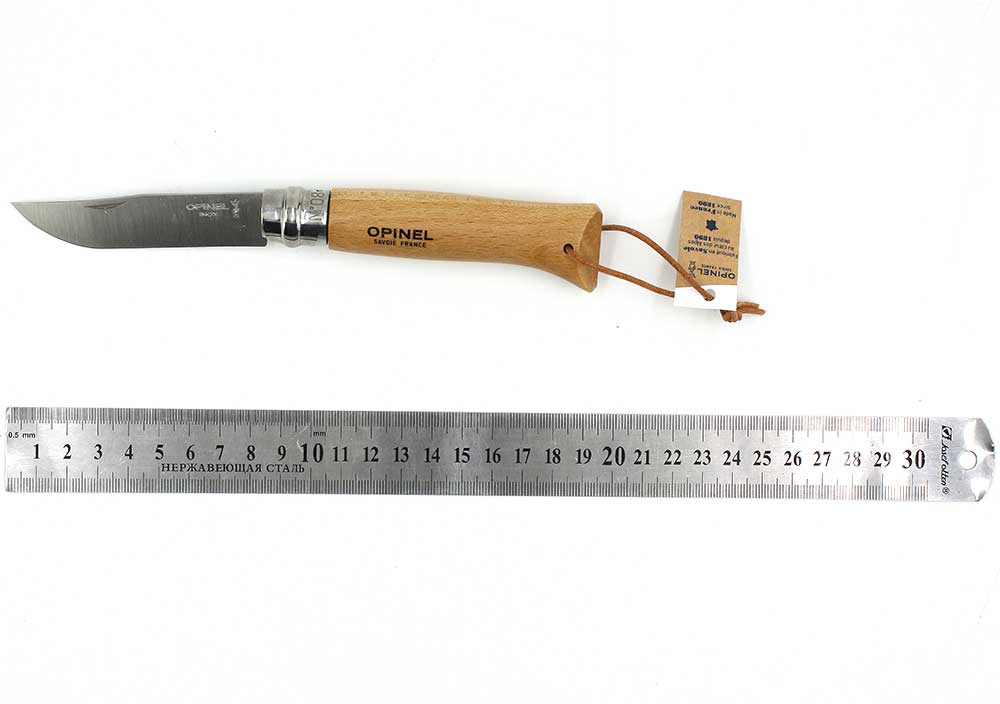 Нож Opinel №8 нерж.сталь, бук, с кожаным темляком (R39057) 001321