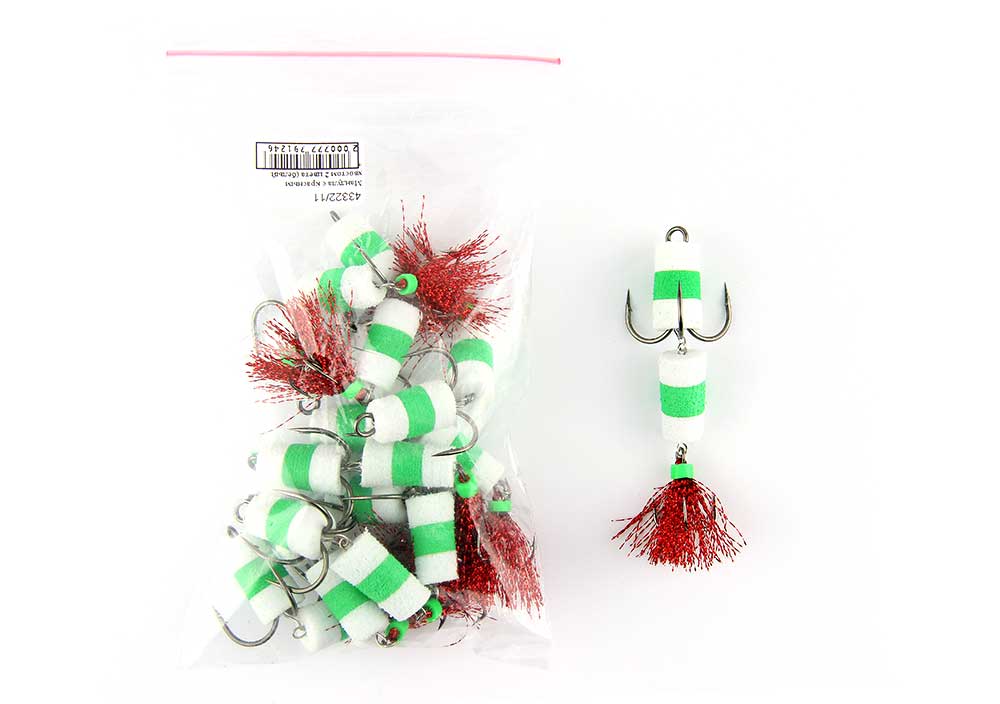 Мандула с красным хвостом 2 цвета (белый +зеленый) 10шт/уп