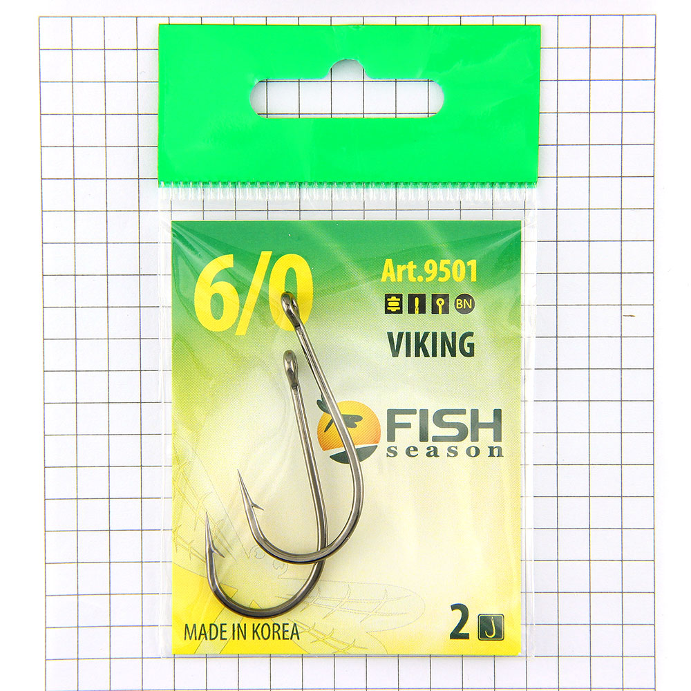 Крючок FISH VIKING №6/0 с ушком, покрытие BN (2шт)