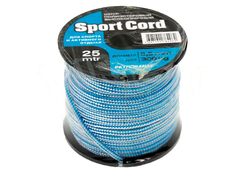 Шнур плетеный Sport Cord 3,5мм;300кг,(25м) двухцветный (катушка)