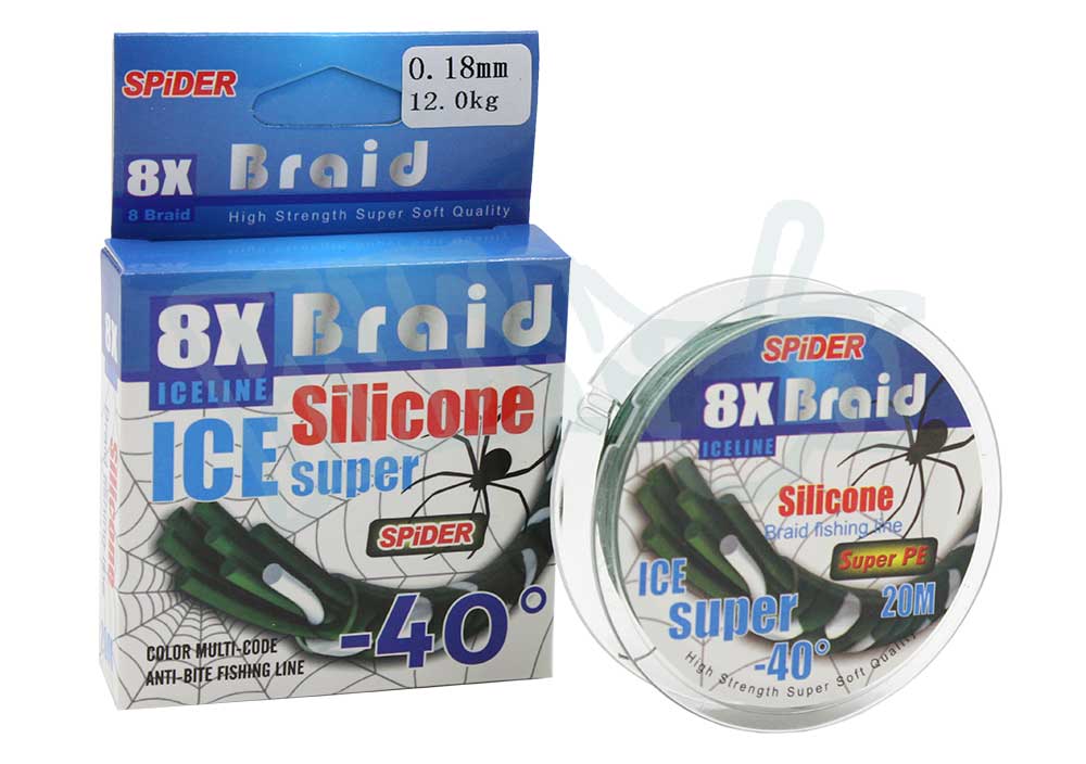 Леска плет. Spider 8X Braid Silicone ICE-40 0,20мм 20м
