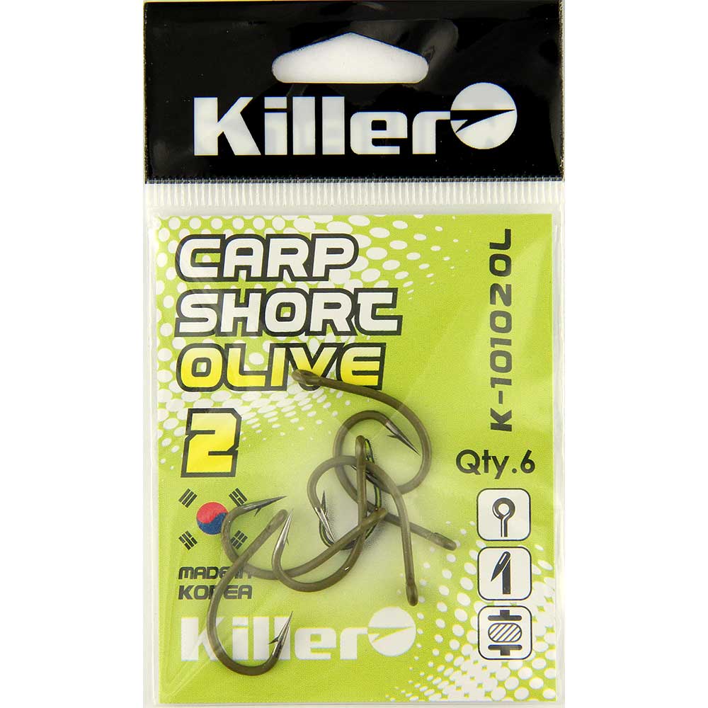 Крючки Killer CARP SHORT OLIVE №2  (10102 OL)