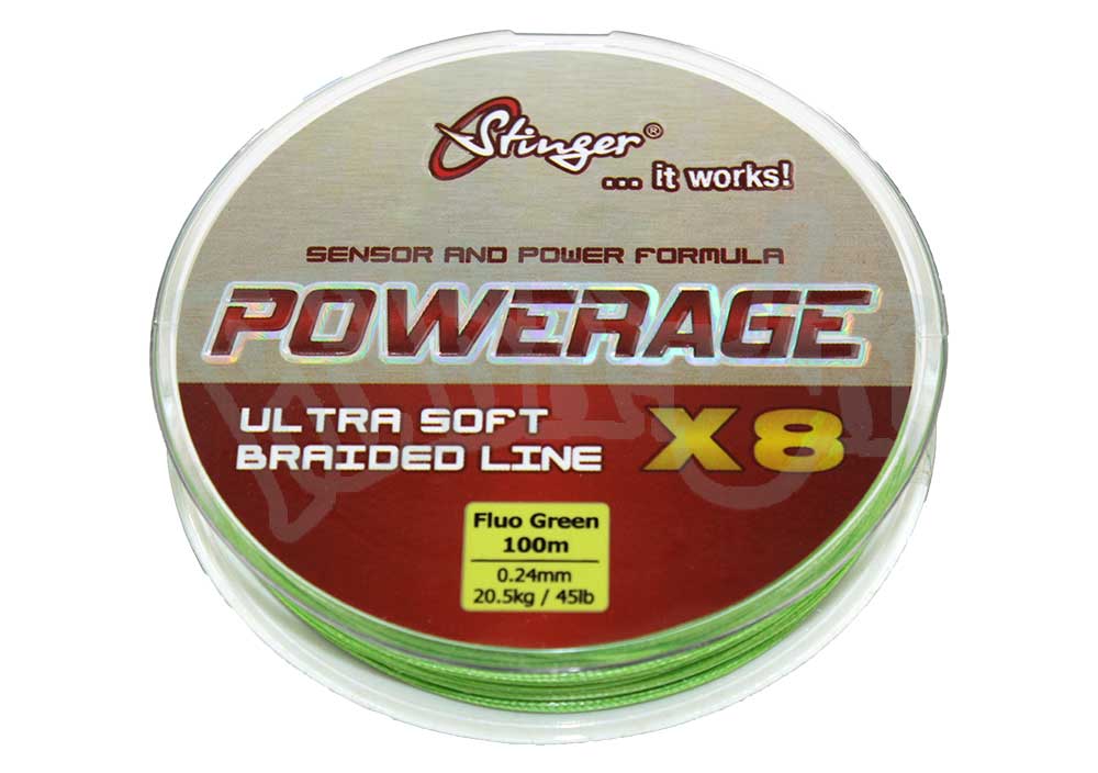 Шнур Stinger PowerAge X8 100м Fl.Green (0,08)