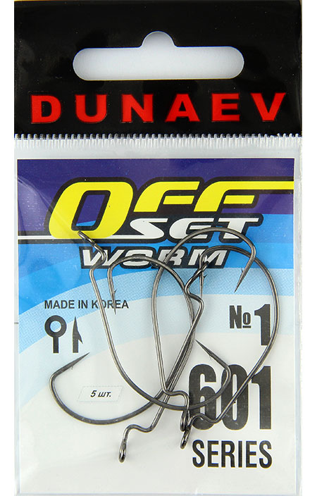 Крючок Dunaev Offset Worm 601 #1 (упак. 5 шт)