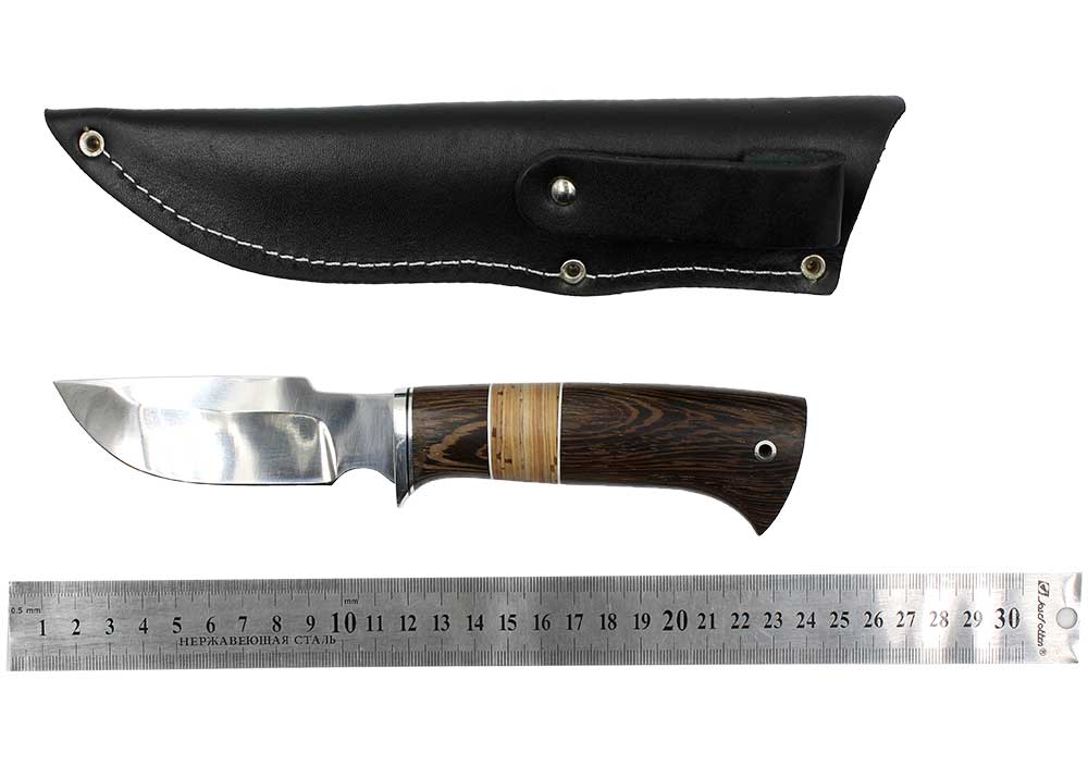 Нож Окский Ежик ст.65х13 рукоять венге, береста, дюраль, фибра (5756)