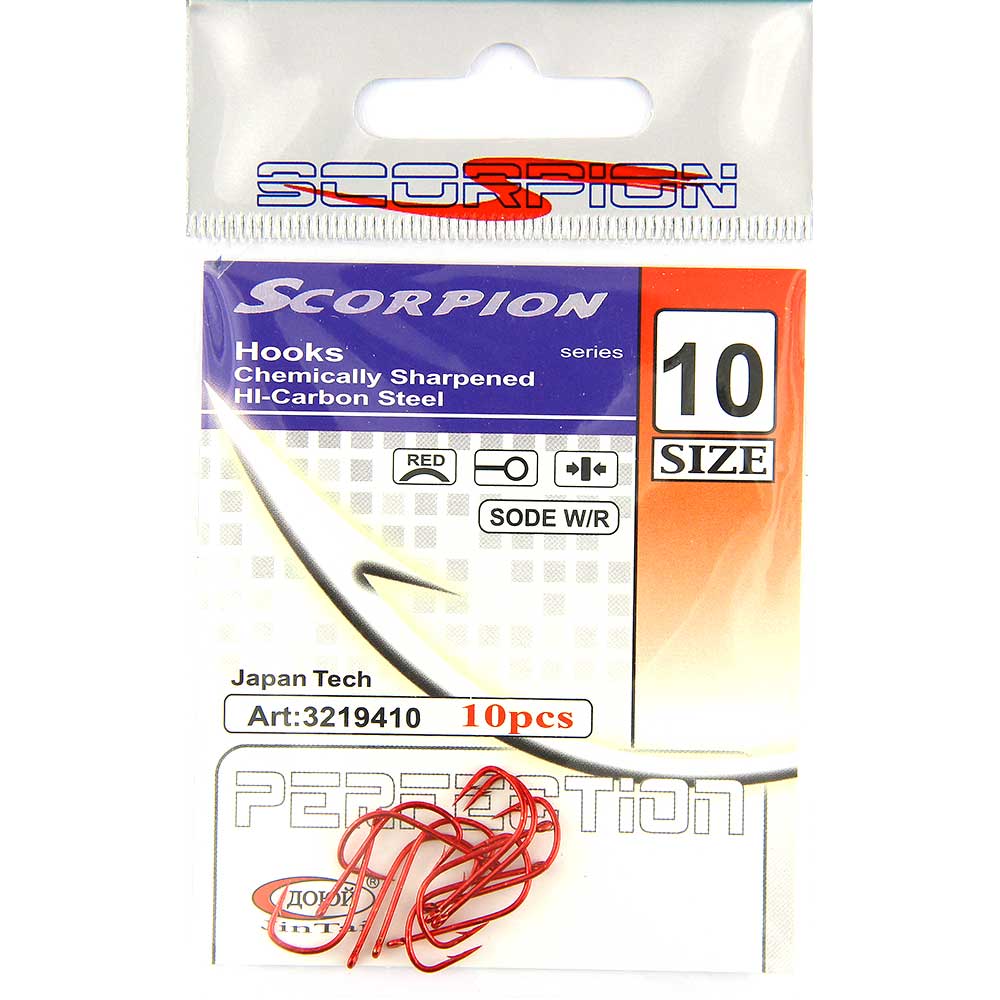 Крючки Scorpion красные (32194) №10