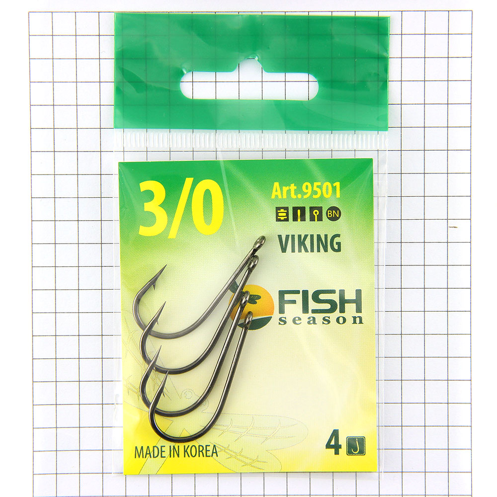 Крючок FISH VIKING №3/0 с ушком, покрытие BN (4шт)