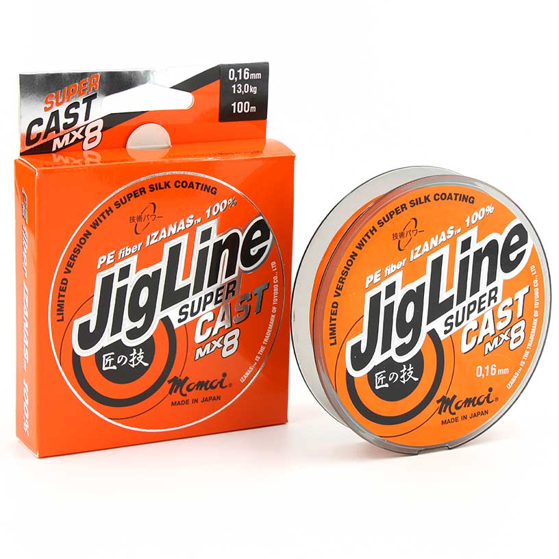 Леска плет.JigLine Super Cast 100м (019) 16кг, оранжевый/фиолетовый