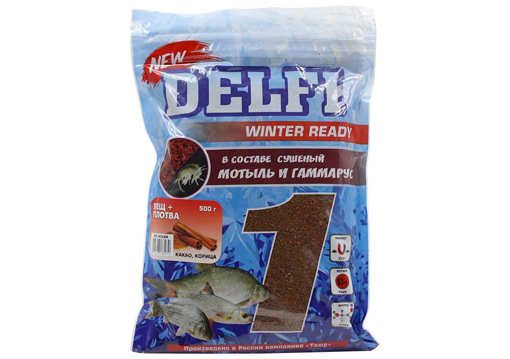 Прикормка зим.увлажн. DELFI ICE Ready (лещ+плотва; какао+корица, коричневая, 500г) DFG-602BR