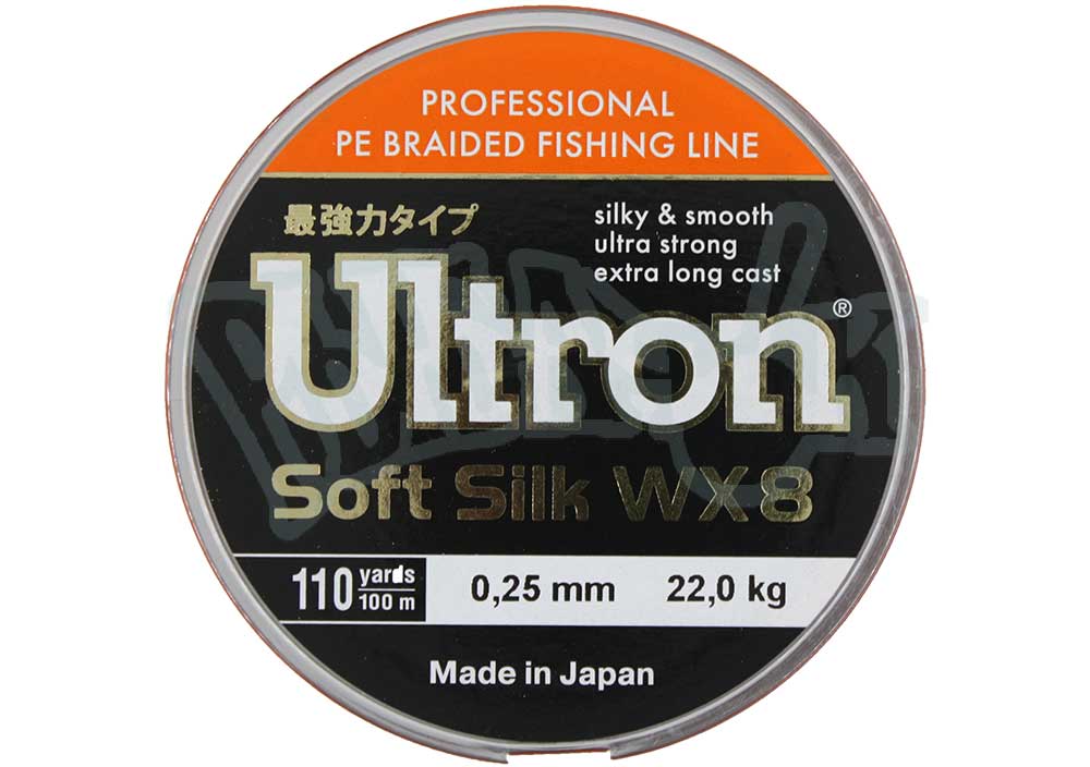 Леска плетенка ULTRON WX 8 Soft Silk 100м(0.25мм) 22кг, оранж.