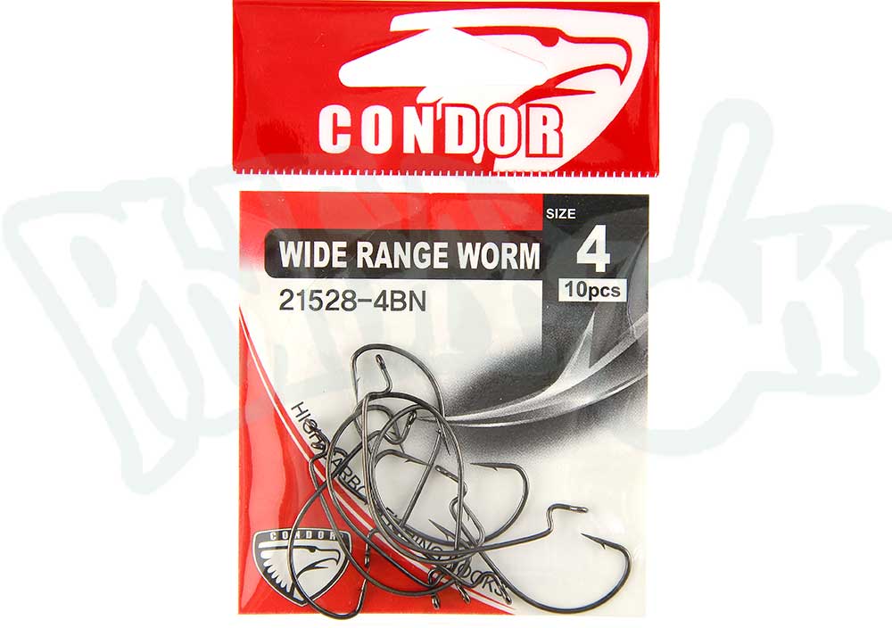 Крючки офсетные Condor Wide Range Worm,серия KAYRO,№4 цв.blak nikel,(10шт) (215284BN)