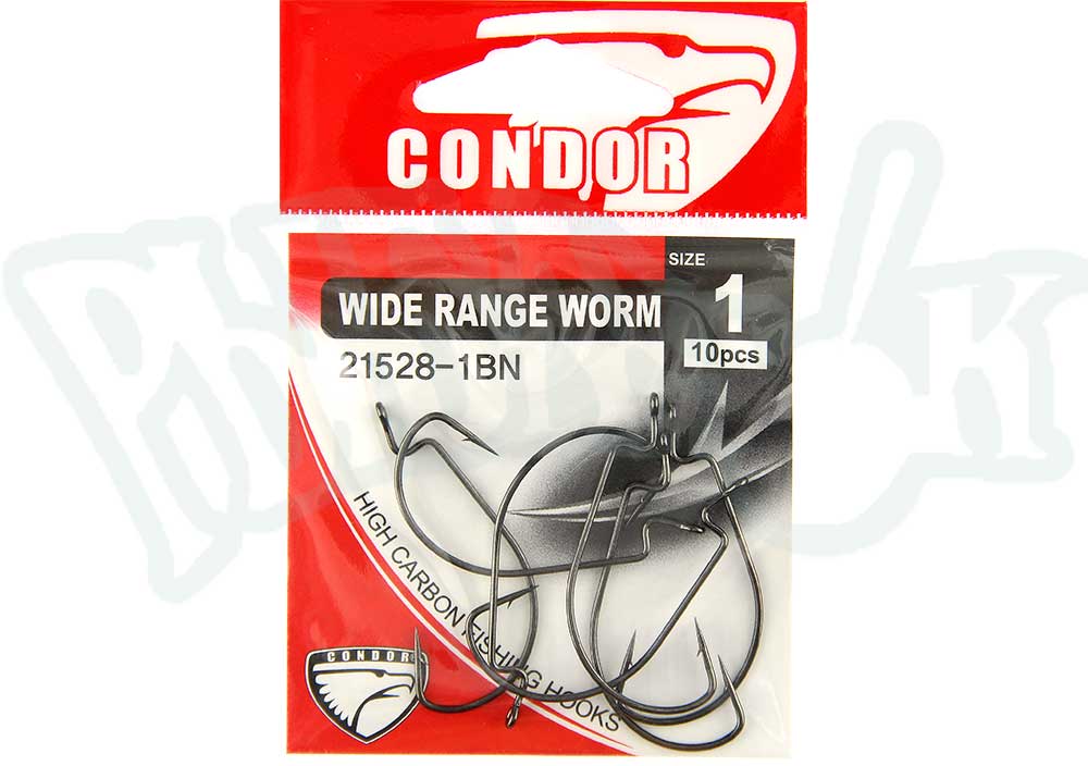 Крючки офсетные Condor Wide Range Worm,серия KAYRO,№1 цв.blak nikel,(10шт) (215281BN)