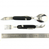 Нож мульти (Вилка+ложка+нож-открывашка) пластик  в чехле