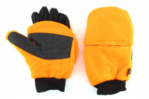 Перчатки-варежки б\п флис, кож.вставки.,оранж, на магните 