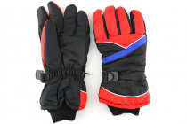 Перчатки горнолыжные черные с красно синей вставкой