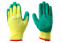 Перчатки обрезиненные желтые с красной окантовкой, зеленая резина (300#)