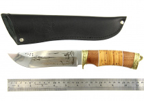 Нож Окский Беркут  ст.65х13 сапели,береста,рисунок полное литье