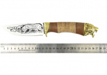 Нож Окский Сом (ст.65х13 дерево Сапели с берестой) рисунок (222) 