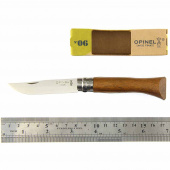 Нож Opinel №6, нерж.сталь, ореховая  рукоять в картонной коробке, 002025