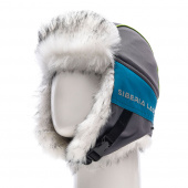 Шапка ушанка зимняя Siberia  Lady ткань Breathable цвет Бирюза/Серый 