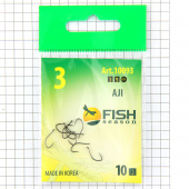 Крючок FISH AJI-RING №3 с ушком, покрытие BN (10шт)