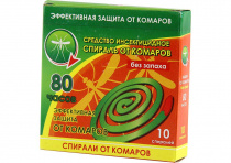 Спирали от комаров Антикомаринные б/запаха Nadzor 10шт./60 (22664,15629)
